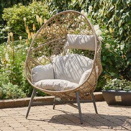 Marfa Rattan Garden Cocoon Chair in Sand
