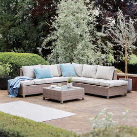 Marfa Rattan Garden Sofa Set With Coffee Table In Sand