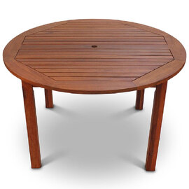 Marfa Wooden Outdoor Round Dining Table In Natural