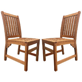 Marfa Natural Wooden Outdoor Side Chairs In Pair