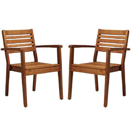 Marietta Natural Outdoor Wooden Armchairs In Pair