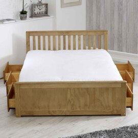 Marietta Storage King Size Bed With 6 Drawers In Waxed