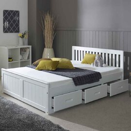 Marietta Storage King Size Bed With 6 Drawers In White