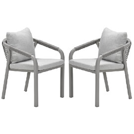 Marietta Taupe Aluminium Dining Chairs With Cushion In Pair