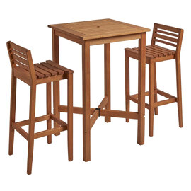 Marietta Wooden Bar Table With 2 Stools In Natural