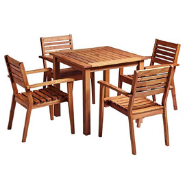Marietta Wooden Square Dining Table With 4 Chairs In Natural