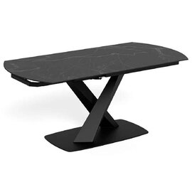 Marina Small Ceramic Extending Dining Table With Steel Base - Perla Black