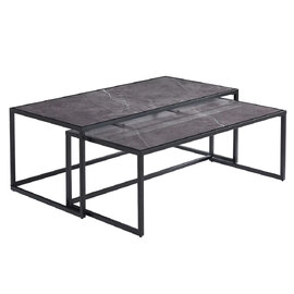 Marion High Gloss Nesting Coffee Tables In Grey Marble Effect
