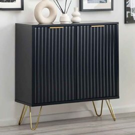 Marius Wooden Storage Cabinet with Gold Metal Legs in Matt Black