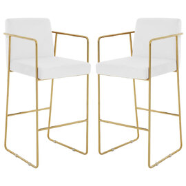 Markeb Mink Velvet Bar Stool With Gold Steel Frame In A Pair