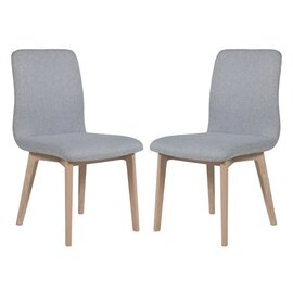 Marlon Light Grey Fabric Dining Chairs With Oak Legs In Pair