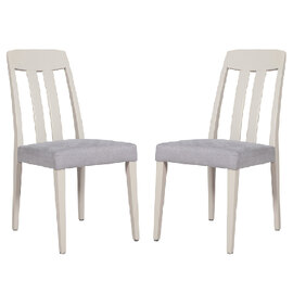 Mainz Taupe Wooden Dining Chairs With Fabric Seat In Pair