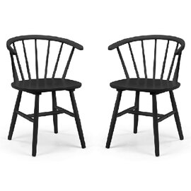 Marne Black Wooden Dining Chairs With Curved Back In Pair