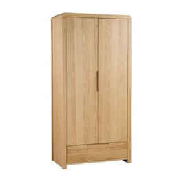 Camber Wooden Wardrobe In Waxed Oak With Two Doors