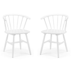 Marne White Wooden Dining Chairs With Curved Back In Pair