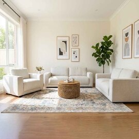 Marqen Fabric 3+2+1 Seater Sofa Set in Light Beige