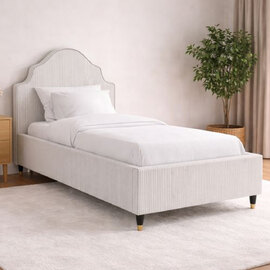 Marquette Fabric Single Bed In Grey