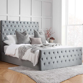 Marquise Fabric Ottoman Storage King Size Bed In Grey