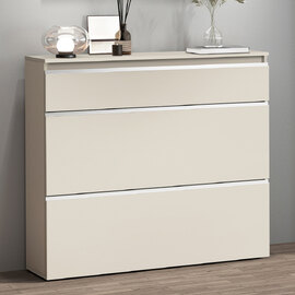 Marshall 120cm Wooden Shoe Cabinet With 2 Flap Doors In Cashmere