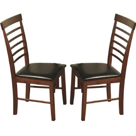 Marsic Dark Oak Wooden Dining Chairs With Leather Seat In Pair