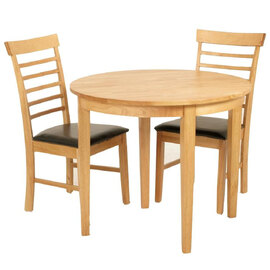 Marsic Wooden Half Moon Dining Table With 2 Chairs In Light Oak