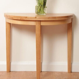 Marsic Wooden Half Moon Dining Table In Light Oak