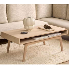 Marta Wooden Coffee Table With Self - White Oak