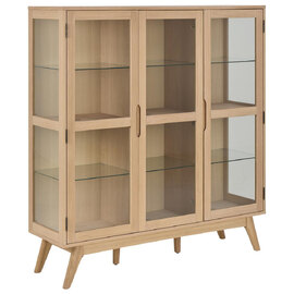 Marta Wooden Display Cabinet With 3 Doors In White Oak