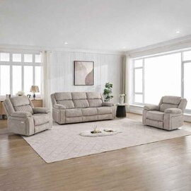 Martinez Fabric Electric Recliner 3+1+1 Seater Sofa Set - Taupe