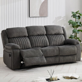 Martinez Fabric Recliner 3 Seater Sofa In Iron
