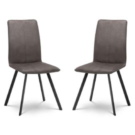 Marvon Charcoal Grey Fabric Dining Chairs with Black Legs in Pair