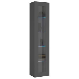 Mcrae Wooden LED Display Cabinet With 1 Glass Door In Matt Anthracite
