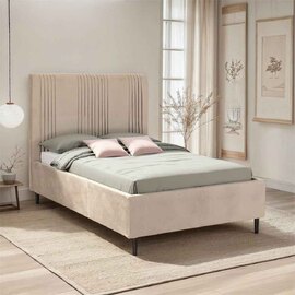 Marzello Velvet King Size Bed in Taupe