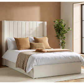 Maspeth Fabric Ottoman Storage King Size Bed In White