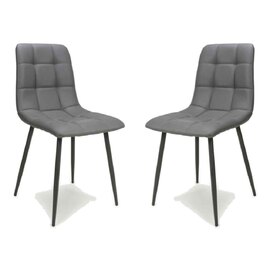 Massa Grey Faux Leather Dining Chairs In Pair