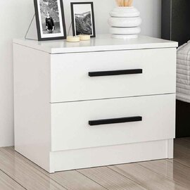 Mavero Wooden Bedside Cabinet With 2 Drawers in White