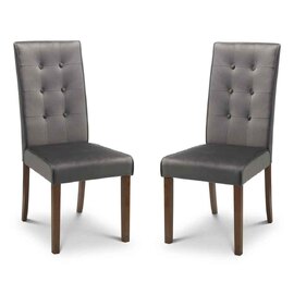 Mavira Grey Velvet Dining Chairs with Walnut Legs in Pair