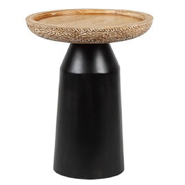 Mavon Mango Wood End Table in Black and Gold