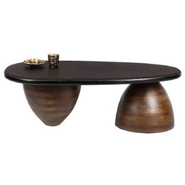Mavon Oval Mango Wood Coffee Table in Black and Brown