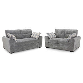 Maxton Fabric 3+2 Seater Sofa Set In Grey