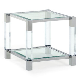 Mayetta Clear Glass Top End Table With Stainless Steel Frame