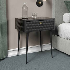 Mccall Metal Bedside Cabinet With 1 Drawer - Black