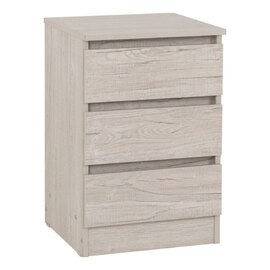 Mcgowan Wooden Bedside Cabinet With 3 Drawers In Urban Snow