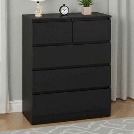 Mcgowan Wooden Chest Of 5 Drawers in Black