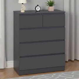 Mcgowan Wooden Chest Of 5 Drawers in Grey