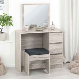 Mcgowan Wooden Dressing Table With 3 Drawers in Urban Snow
