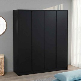 Mcgowan Wooden Wardrobe With 4 Doors in Black