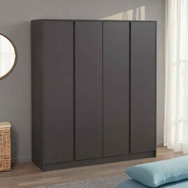 Mcgowan Wooden Wardrobe With 4 Doors in Grey
