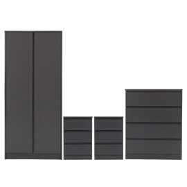 Mcgowen Wooden Bedroom Furniture Set With 2 Doors In Grey