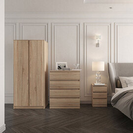 Mcgowen Wooden Bedroom Furniture Set with 2 Doors in Sonoma Oak Effect